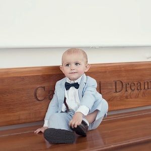 Blue and white stripe suit. 24 months 4 piece suit